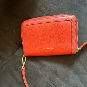 Vera Bradley Grab & Go Pebbled Leather Wristlet Wallet orange